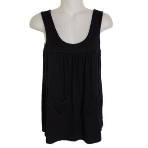 The Limited Womens Tank Top Medium Black Rayon Stretch Pockets Wide Strap Pleats